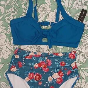 Blue Floral Bikini Set